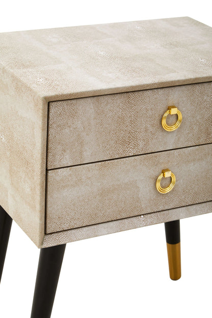 Portofino 2 Drawer Shagreen Effect Side Table