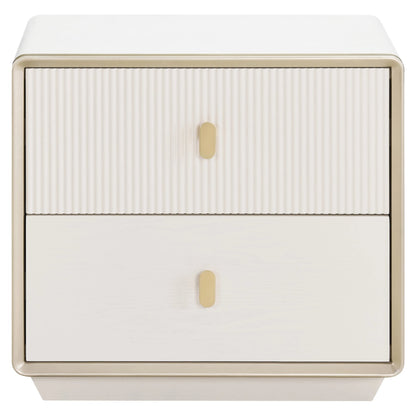 Rye Wood Veneer Two Drawer Bedside Table 