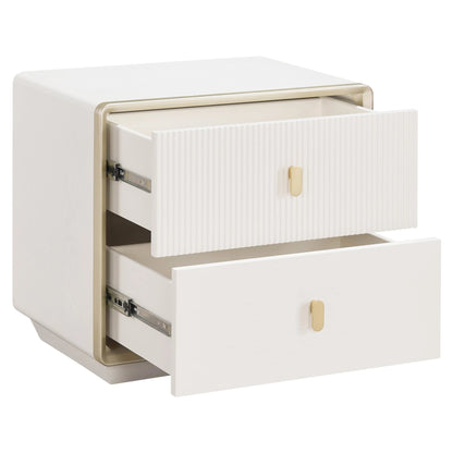 Rye Wood Veneer Two Drawer Bedside Table 