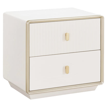 Rye Wood Veneer Two Drawer Bedside Table 