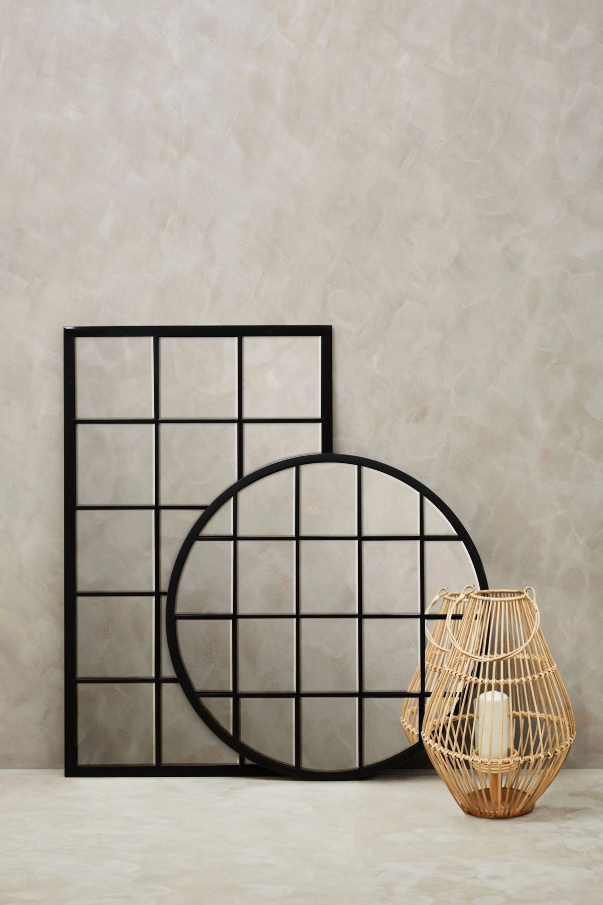 Hayle Black Grid Full Length Large Wall Mirror