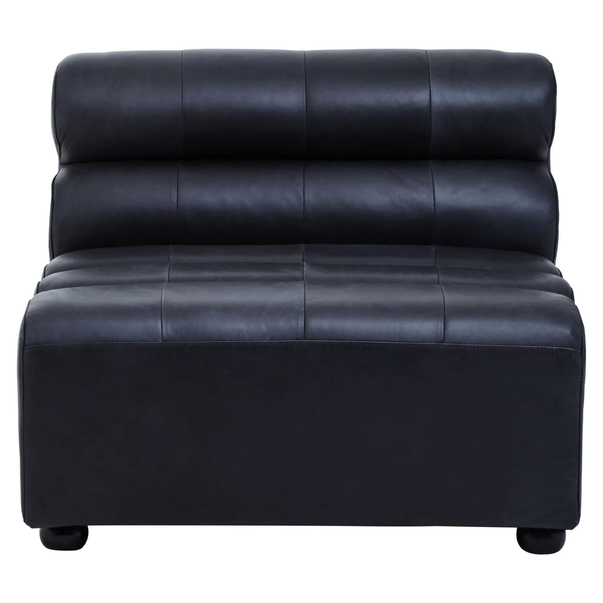 Bath Antique Black Leather Armless Modular Sofa Chair