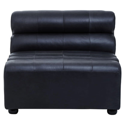 Bath Antique Black Leather Armless Modular Sofa Chair