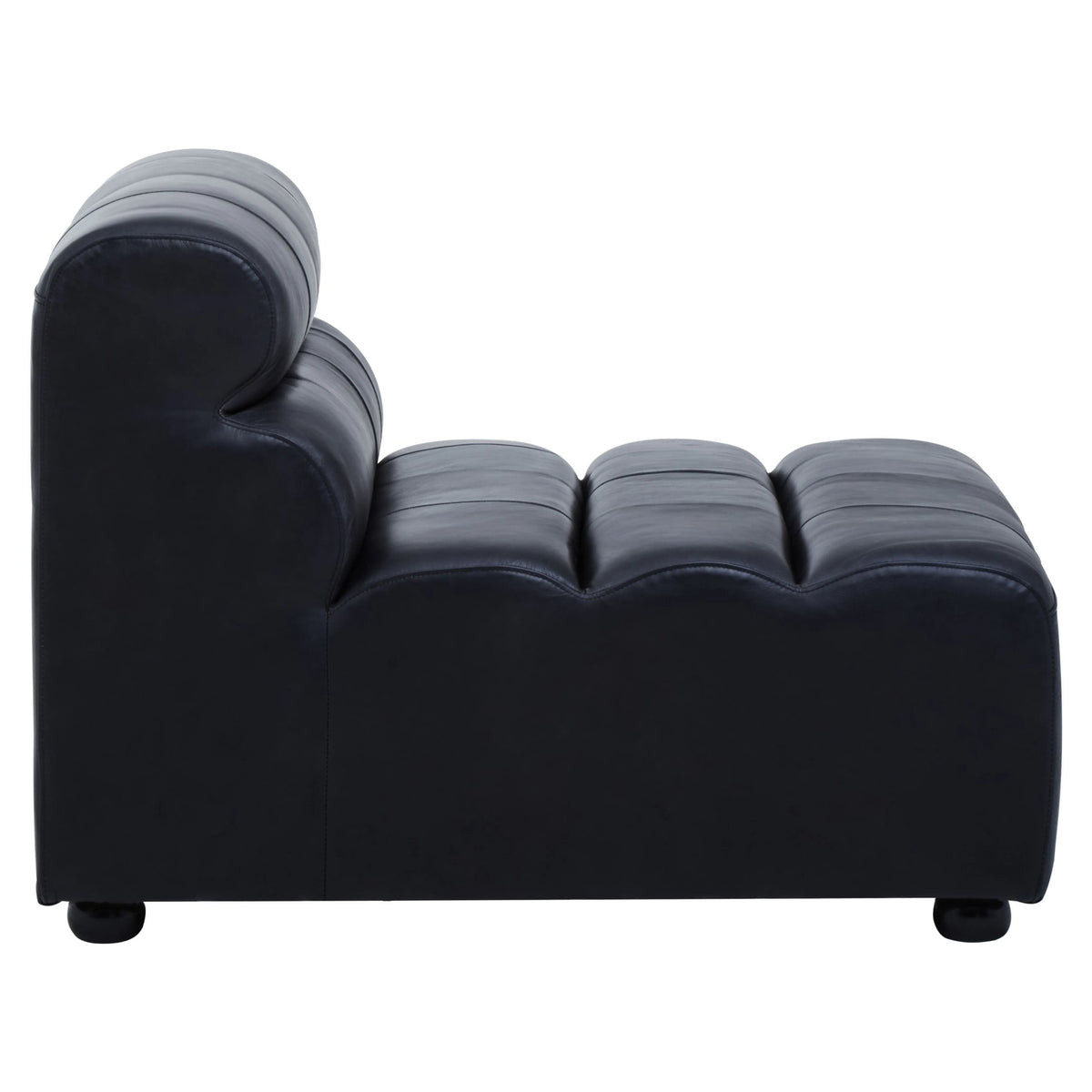 Bath Antique Black Leather Armless Modular Sofa Chair