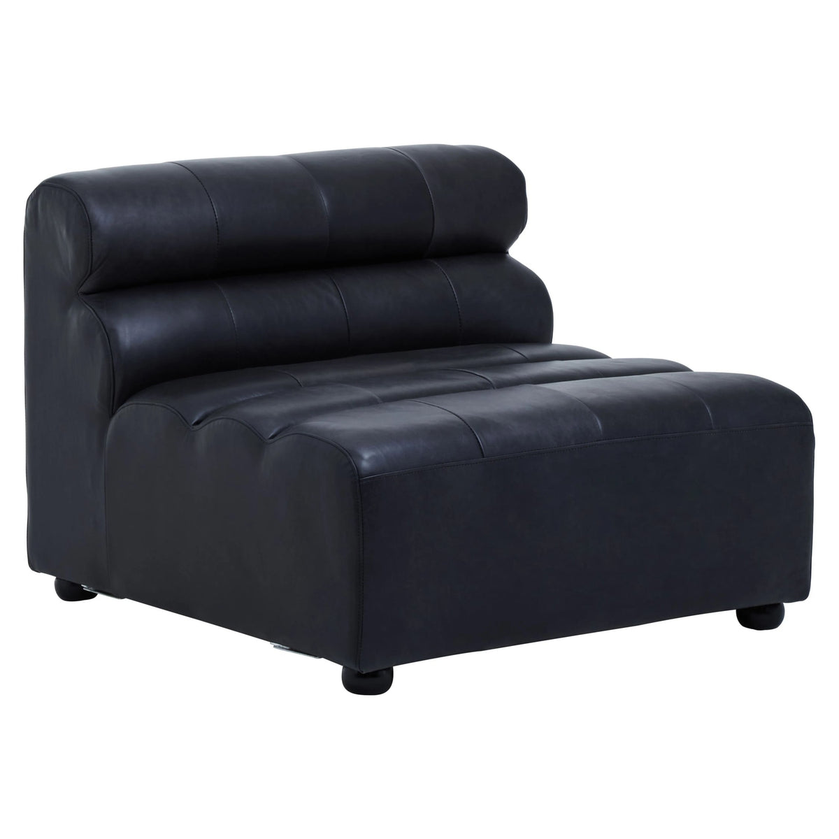 Bath Antique Black Leather Armless Modular Sofa Chair