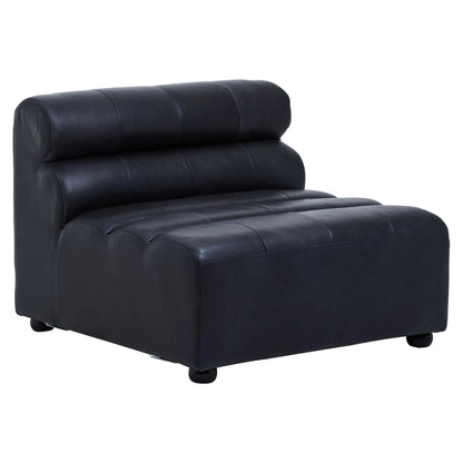 Bath Antique Black Leather Armless Modular Sofa Chair