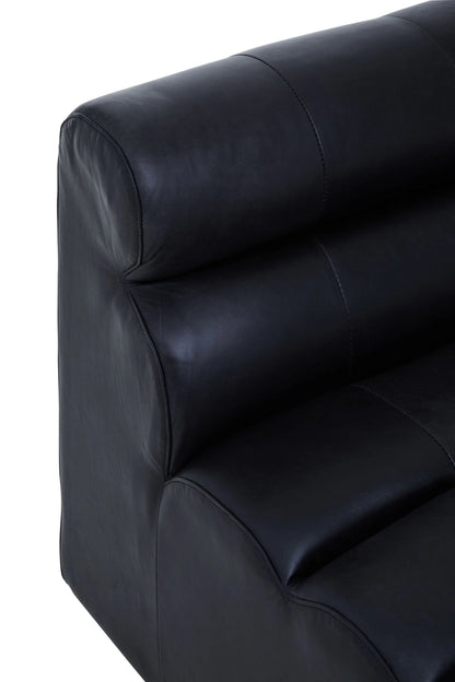 Bath Antique Black Leather Armless Modular Sofa Chair