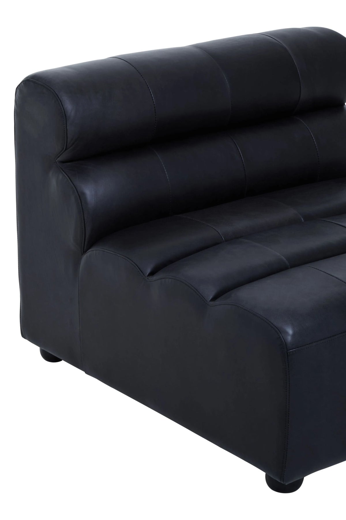 Bath Antique Black Leather Armless Modular Sofa Chair