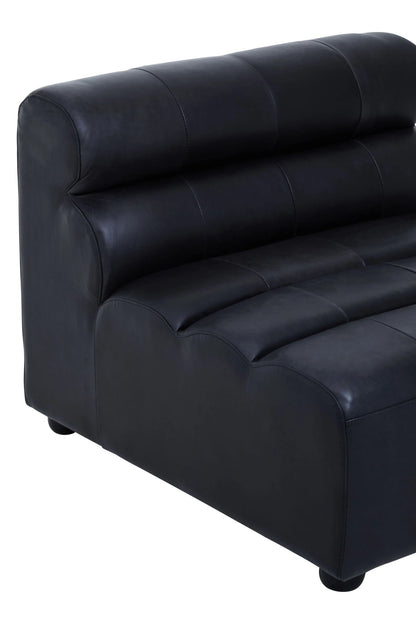 Bath Antique Black Leather Armless Modular Sofa Chair
