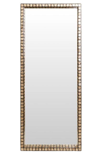 Bungay Tall Black Full Length Wall Mirror with Shell Inlay