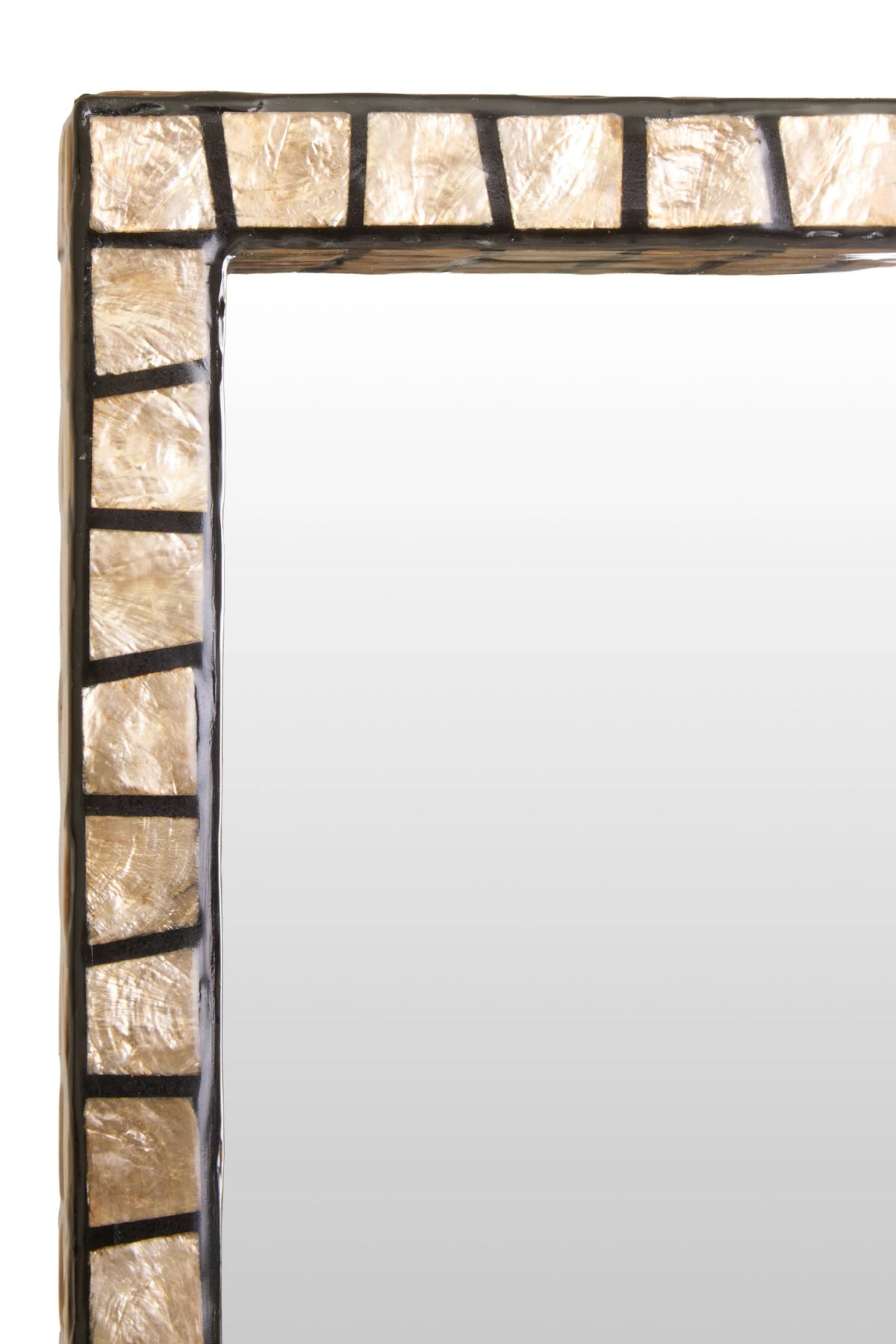 Bungay Tall Black Full Length Wall Mirror with Shell Inlay