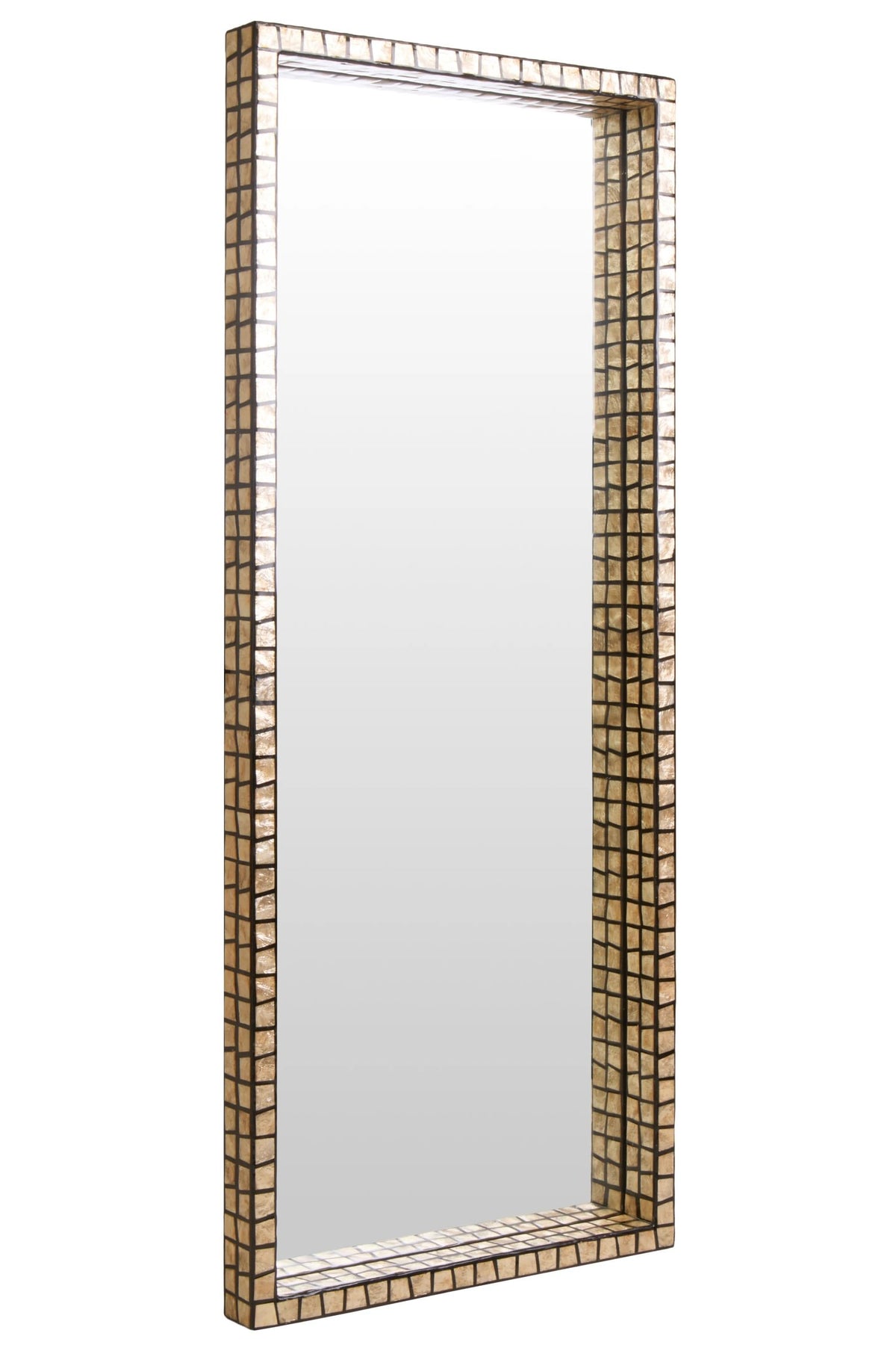 Bungay Tall Black Full Length Wall Mirror with Shell Inlay