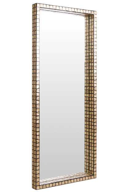 Bungay Tall Black Full Length Wall Mirror with Shell Inlay