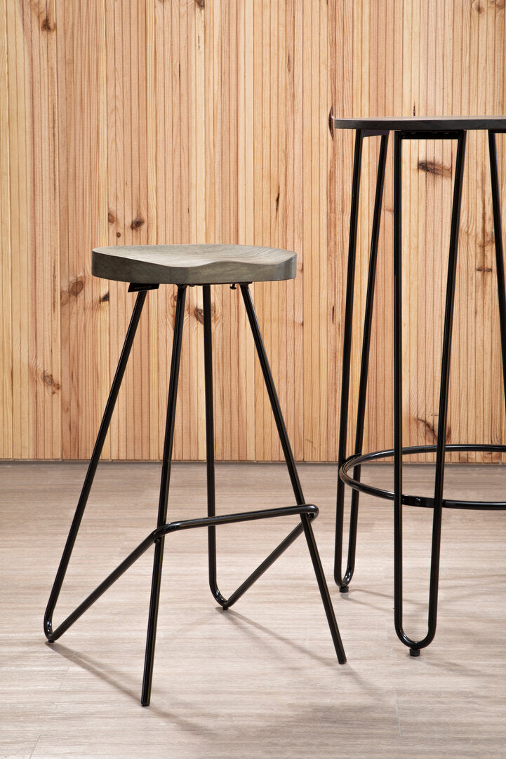 Madison Wooden Top Bar Stool With Metal Legs