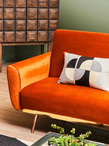 York Burnt Orange Velvet Sofa Bed