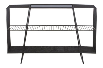 Bath Grey Glass and Black Finish Wireframe Console Table
