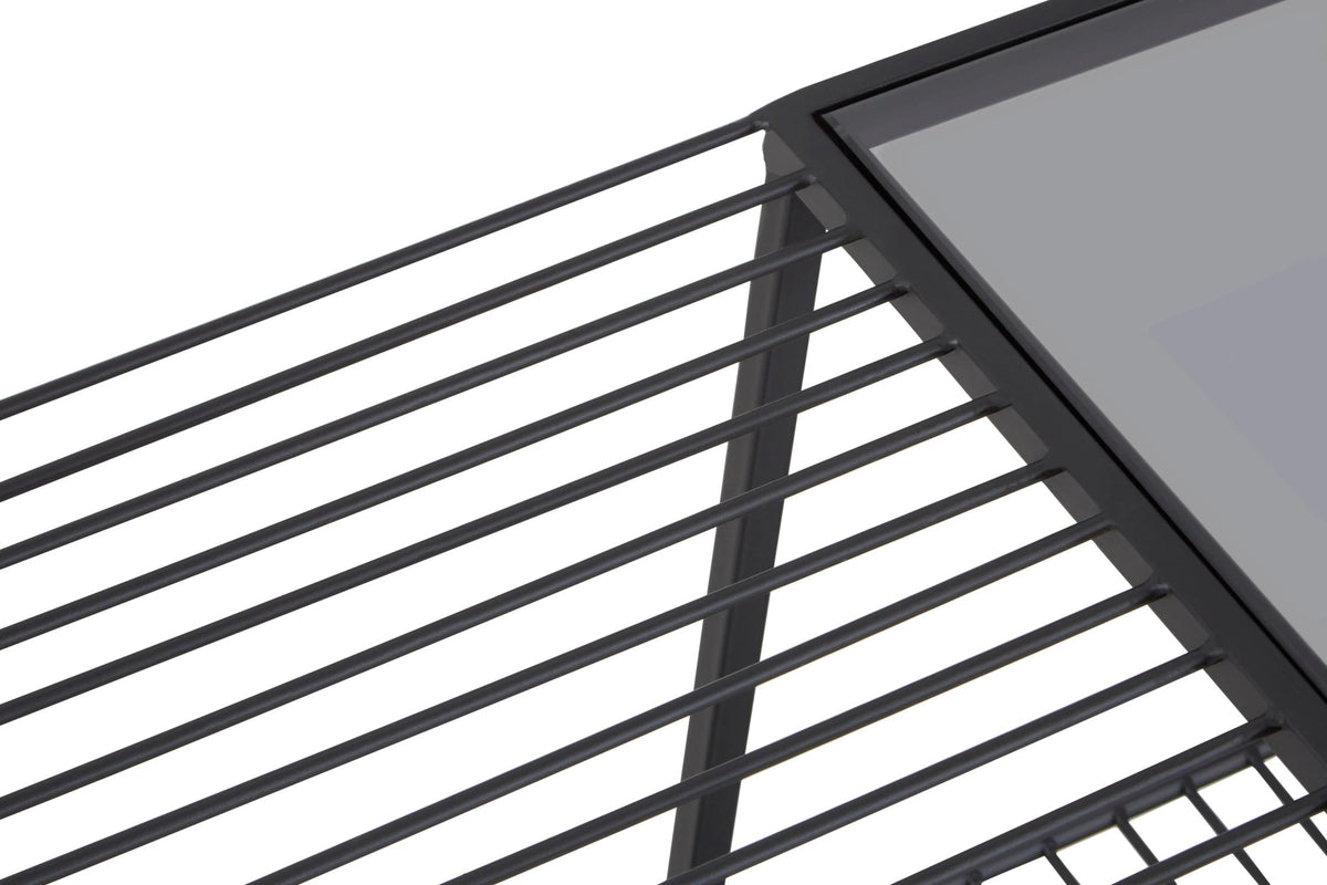 Bath Grey Glass and Black Finish Wireframe Console Table