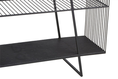 Bath Grey Glass and Black Finish Wireframe Console Table