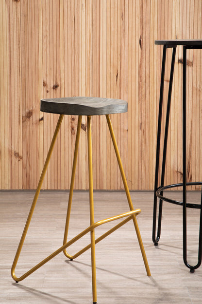 Madison Elm Wood Bar Stool With Metal Legs