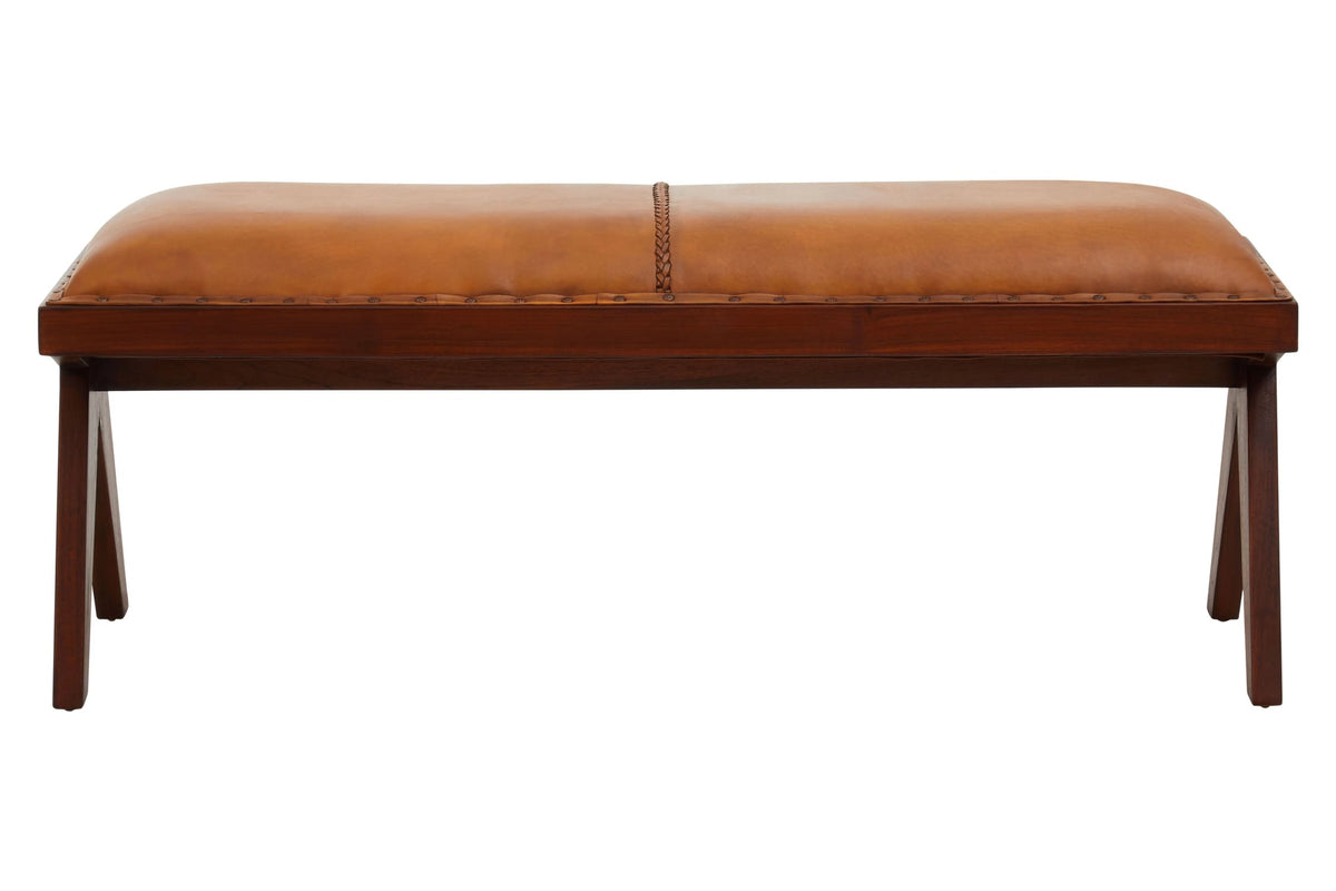 Carlton Tan Leather Bench