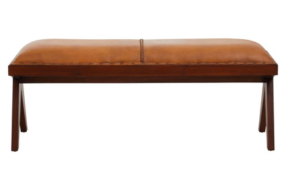 Carlton Tan Leather Bench