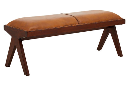 Carlton Tan Leather Bench