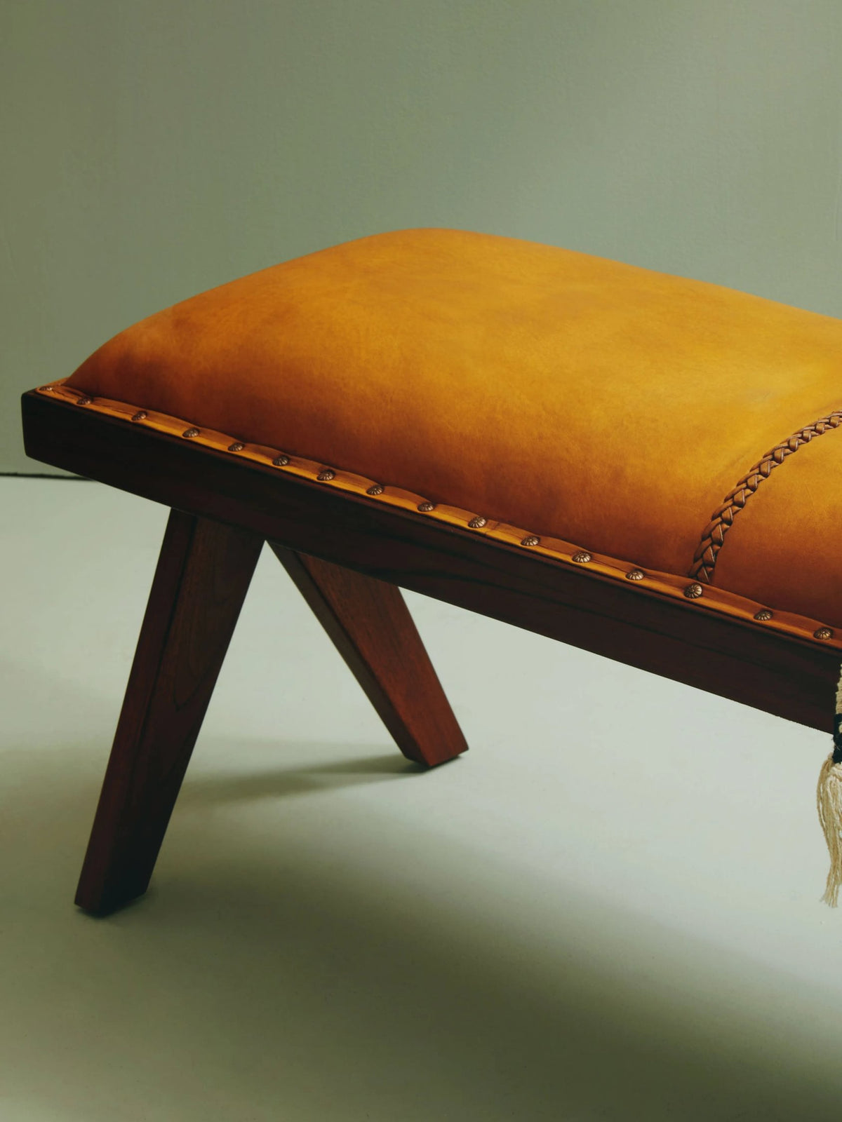 Carlton Tan Leather Bench
