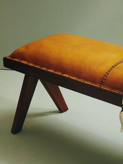 Carlton Tan Leather Bench