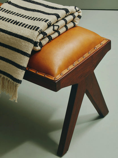 Carlton Tan Leather Bench