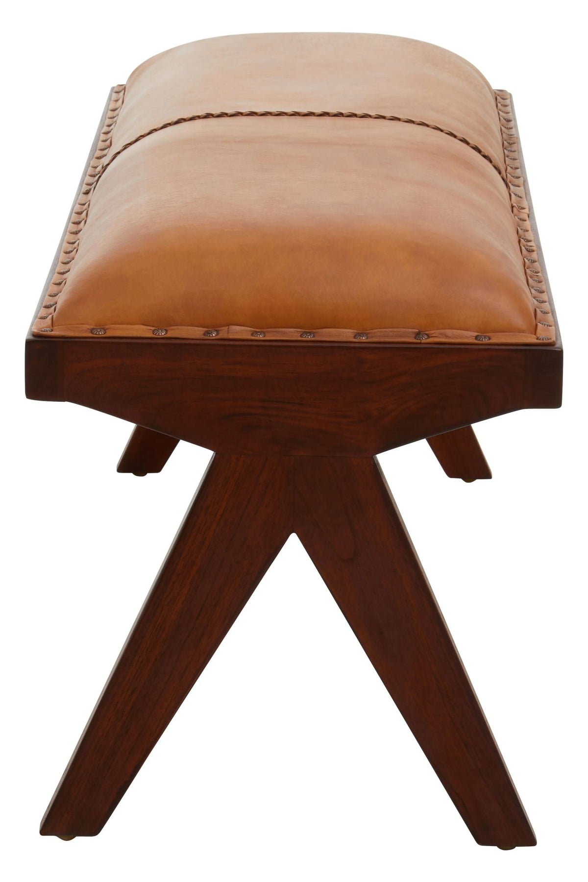 Carlton Tan Leather Bench