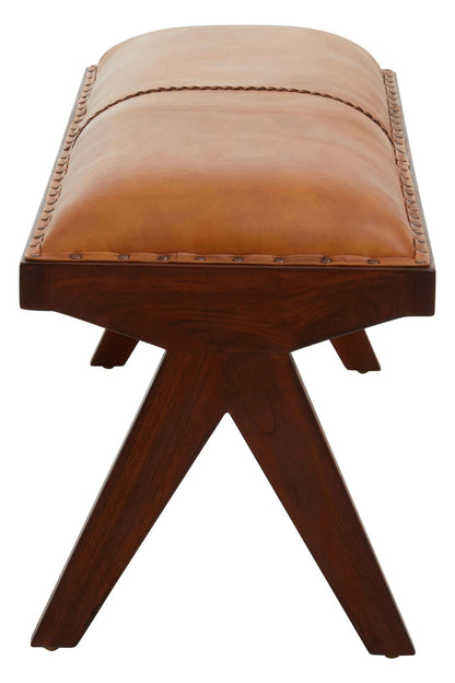 Carlton Tan Leather Bench
