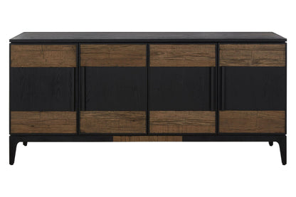 Kensington Black and Natural Oak Wood 4 Door Sideboard