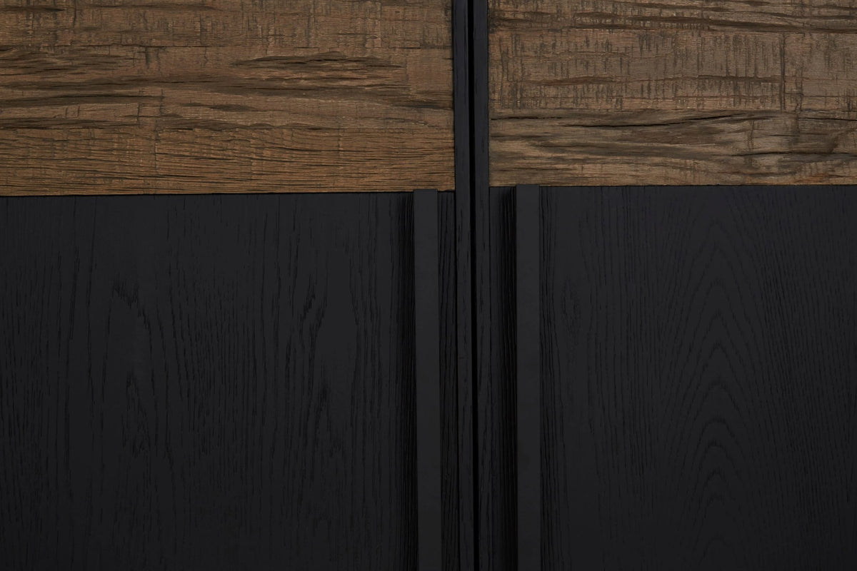 Kensington Black and Natural Oak Wood 4 Door Sideboard