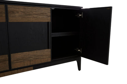 Kensington Black and Natural Oak Wood 4 Door Sideboard