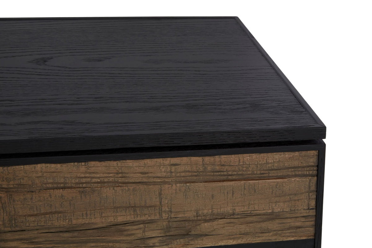Kensington Black and Natural Oak Wood 4 Door Sideboard