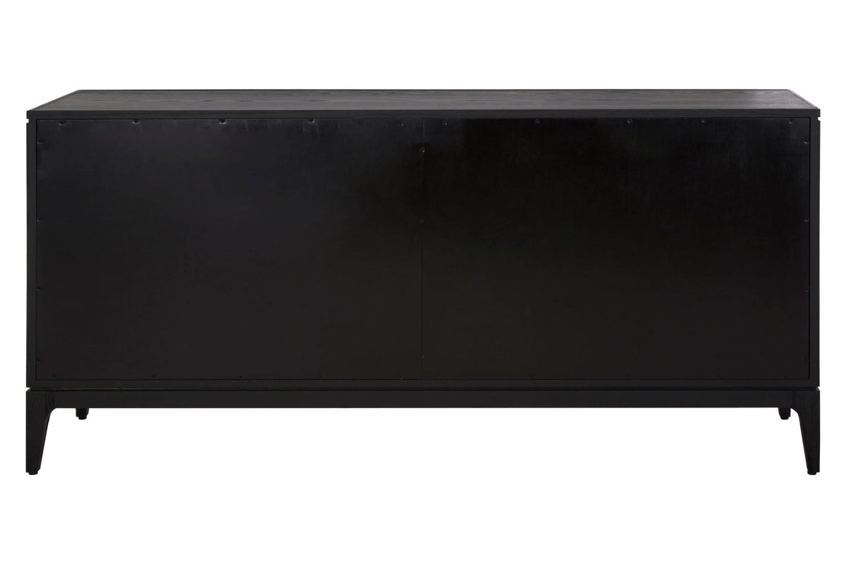 Kensington Black and Natural Oak Wood 4 Door Sideboard