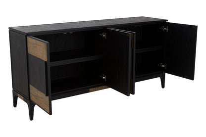 Kensington Black and Natural Oak Wood 4 Door Sideboard