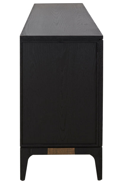 Kensington Black and Natural Oak Wood 4 Door Sideboard