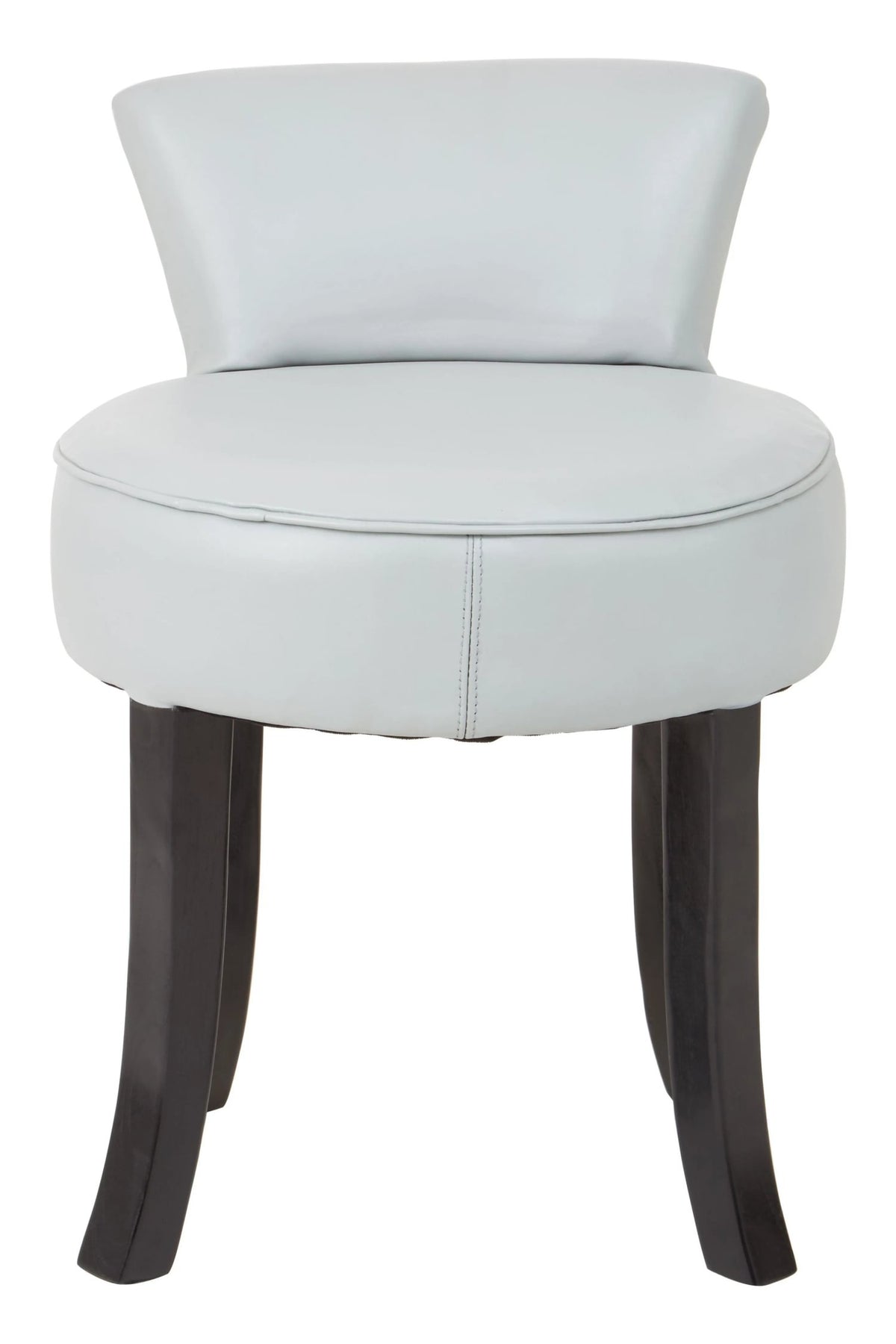 Seville Grey Leather Round Chair with Black Wooden Legs