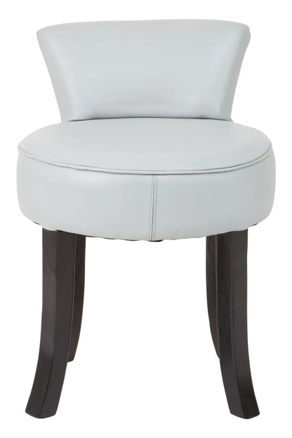 Seville Grey Leather Round Chair with Black Wooden Legs