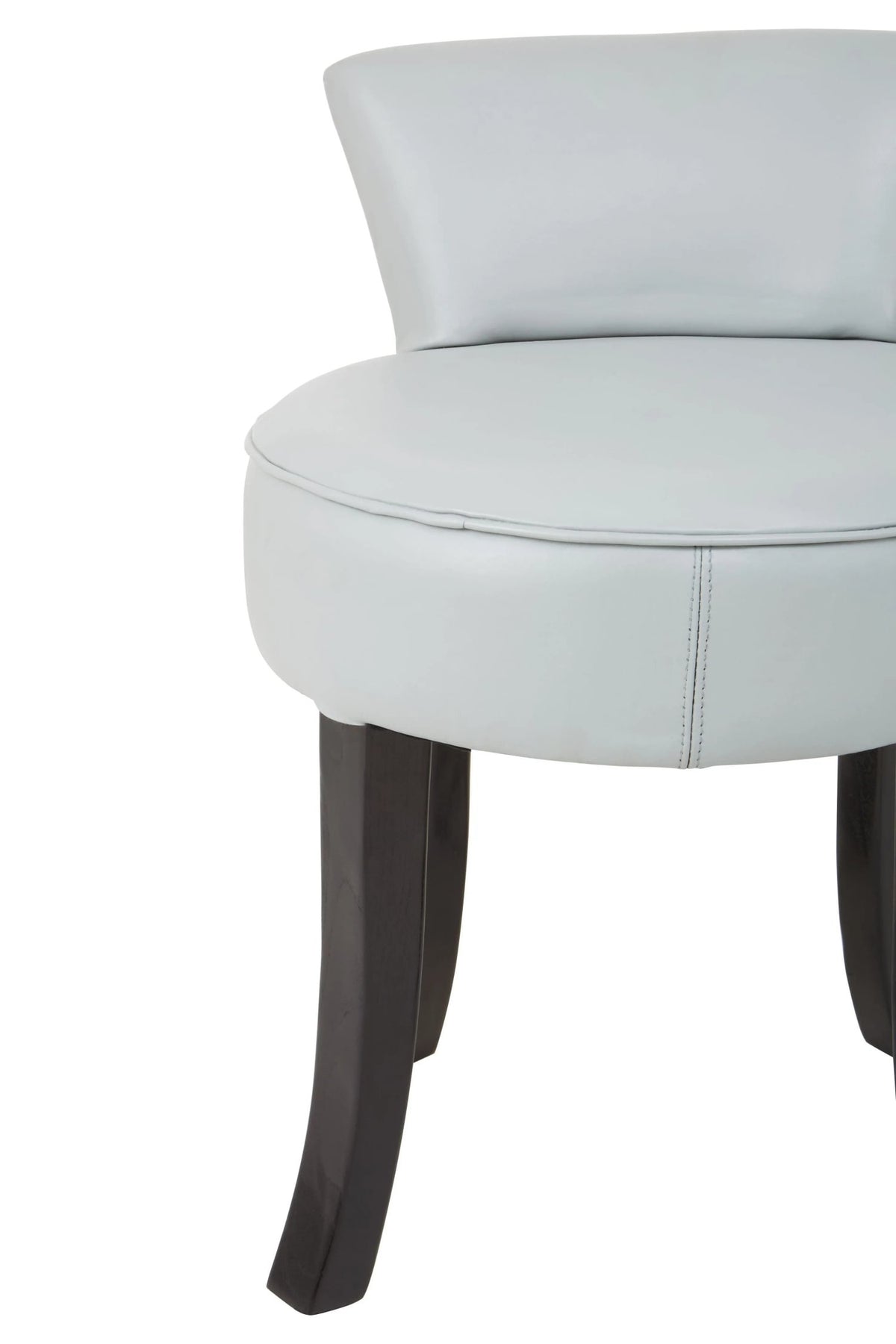 Seville Grey Leather Round Chair with Black Wooden Legs