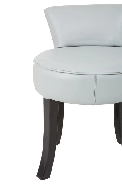 Seville Grey Leather Round Chair with Black Wooden Legs