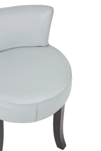Seville Grey Leather Round Chair with Black Wooden Legs