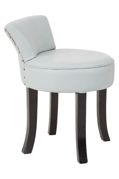 Seville Grey Leather Round Chair with Black Wooden Legs