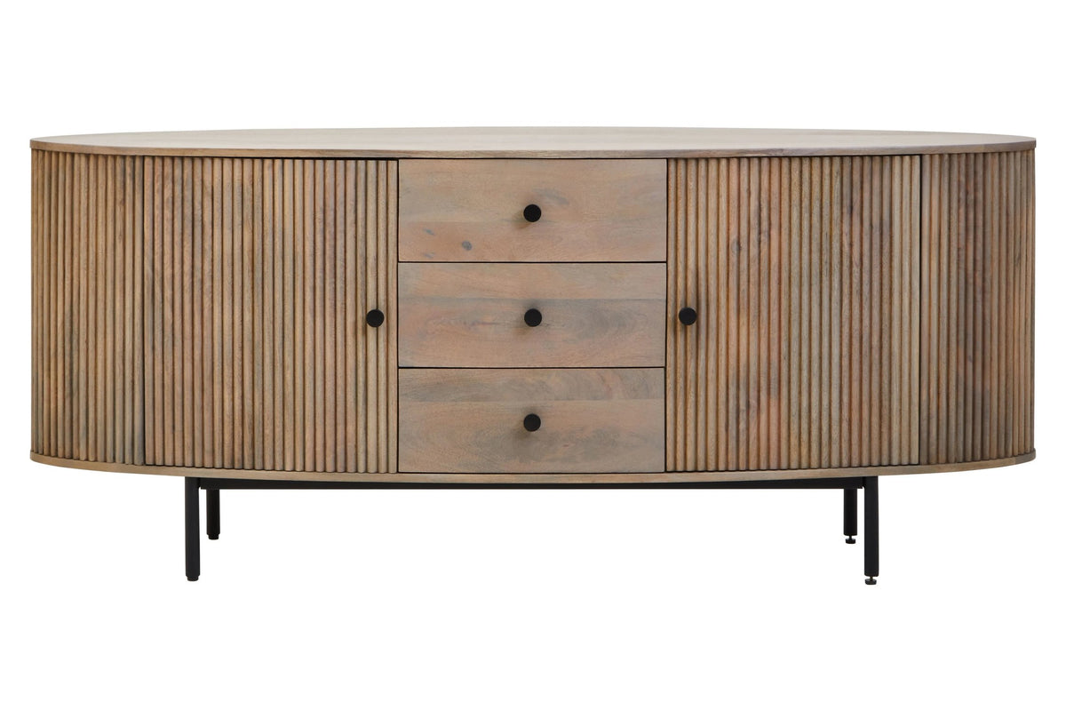Stirling Two Door Three Drawer Grey Mango Wood Sideboard