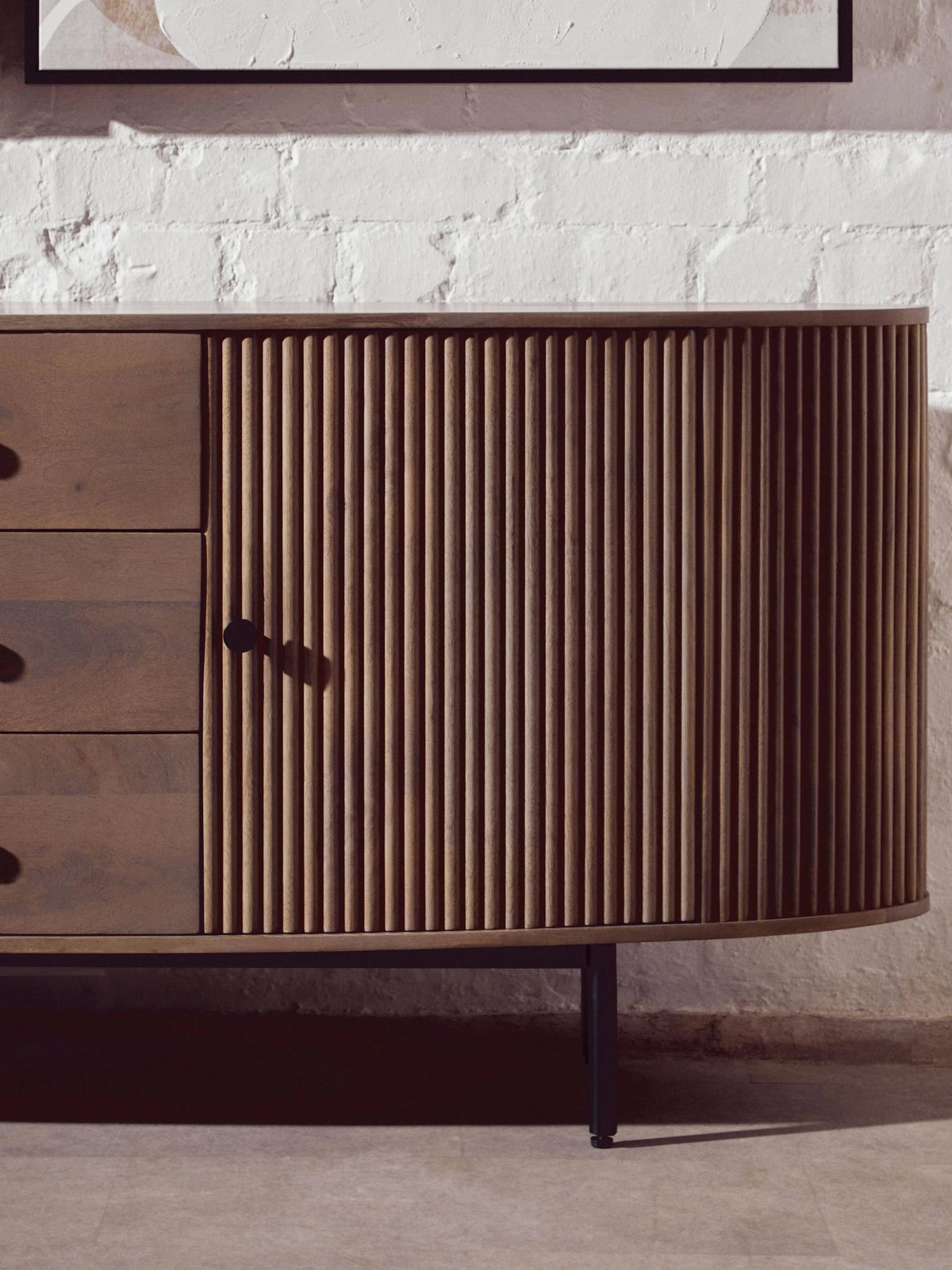 Stirling Two Door Three Drawer Grey Mango Wood Sideboard