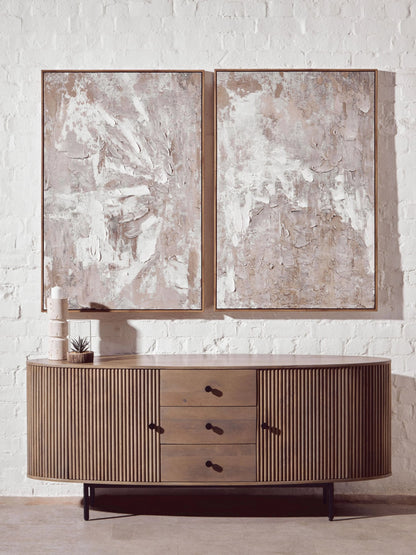 Stirling Two Door Three Drawer Grey Mango Wood Sideboard