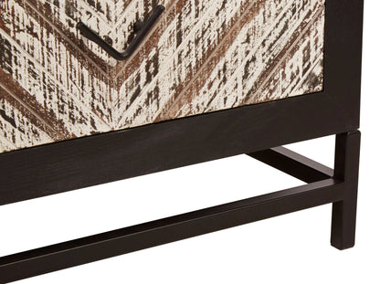 Canterbury Rustic Chevron and Black 2 Drawer Bedside Table
