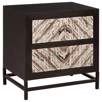 Canterbury Rustic Chevron and Black 2 Drawer Bedside Table