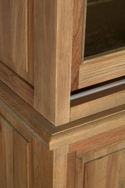 Cannes Oak Wood Tall Cabinet with Washed Grey Finish
